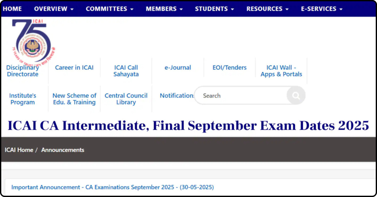 ICAI CA Exam 2025