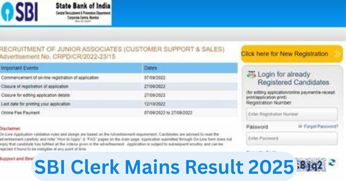 SBI Clerk Mains Result 2025.