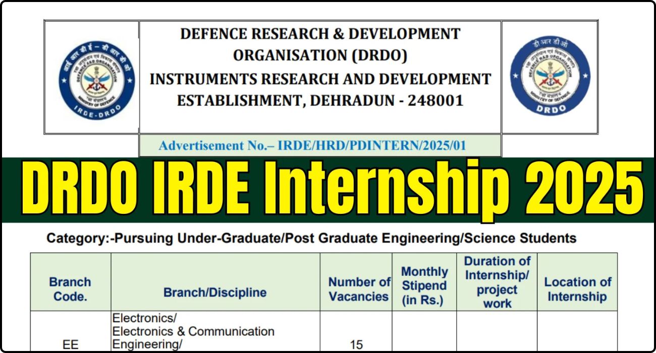DRDO IRDE Internship 2025