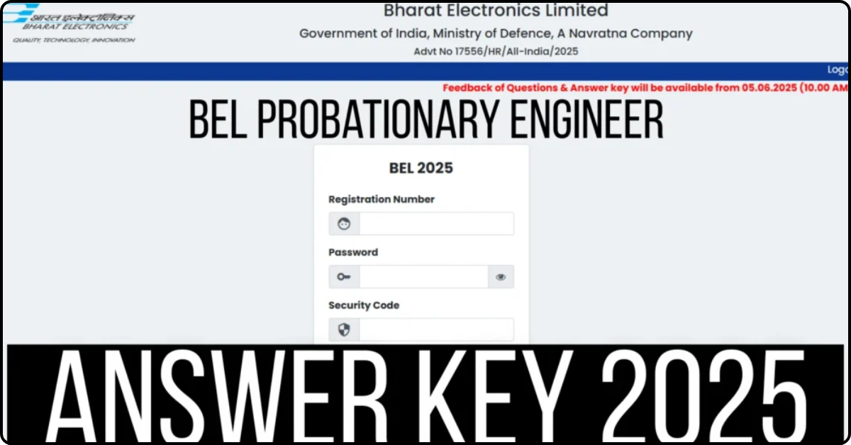BEL Probationary Engineer Answer Key 2025