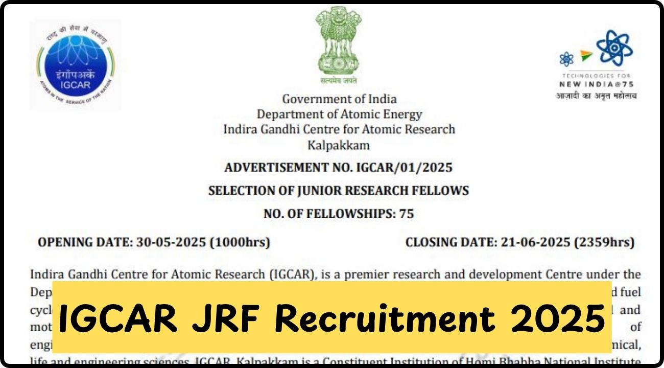 IGCAR JRF Recruitment 2025