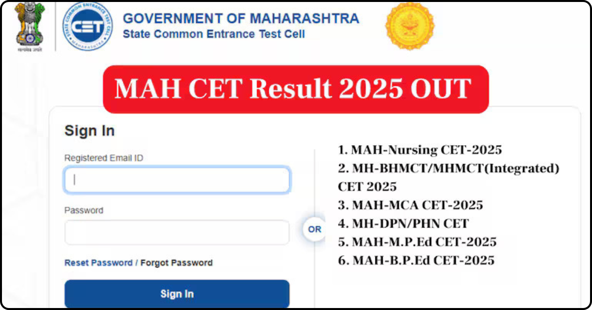MHT CET Result 2025
