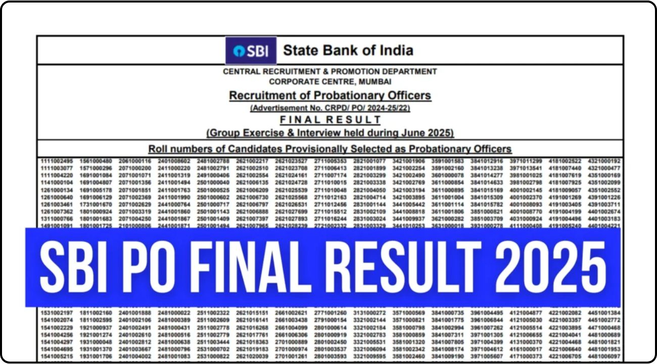 SBI PO Final Result 2025