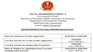 SSC Phase XIII Selection Post Recruitment 2025 