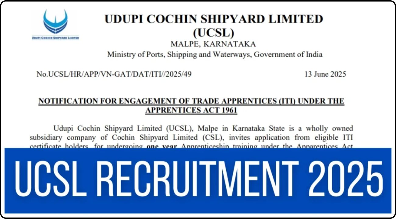 UCSL ITI Trade Apprentice Recruitment 2025